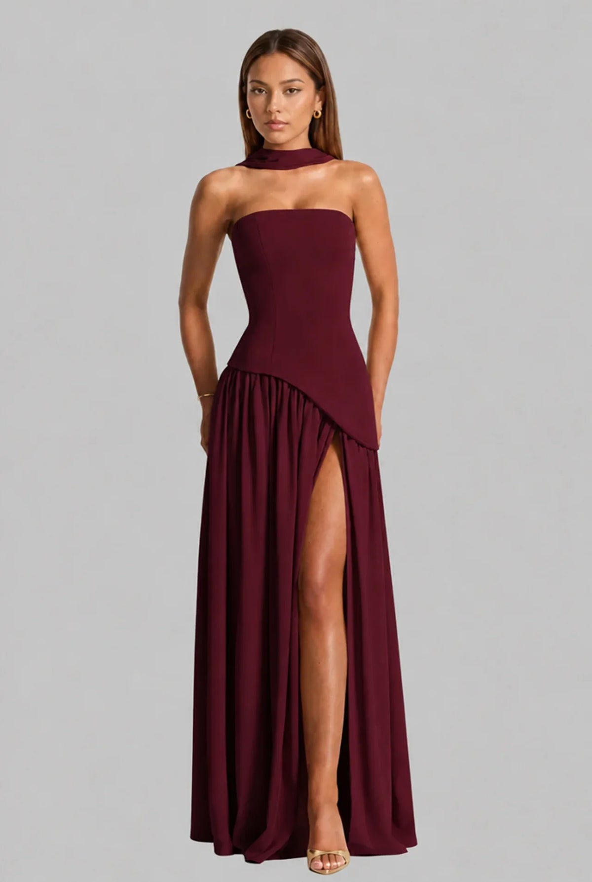 Strapless Corset Back Maxi Dress