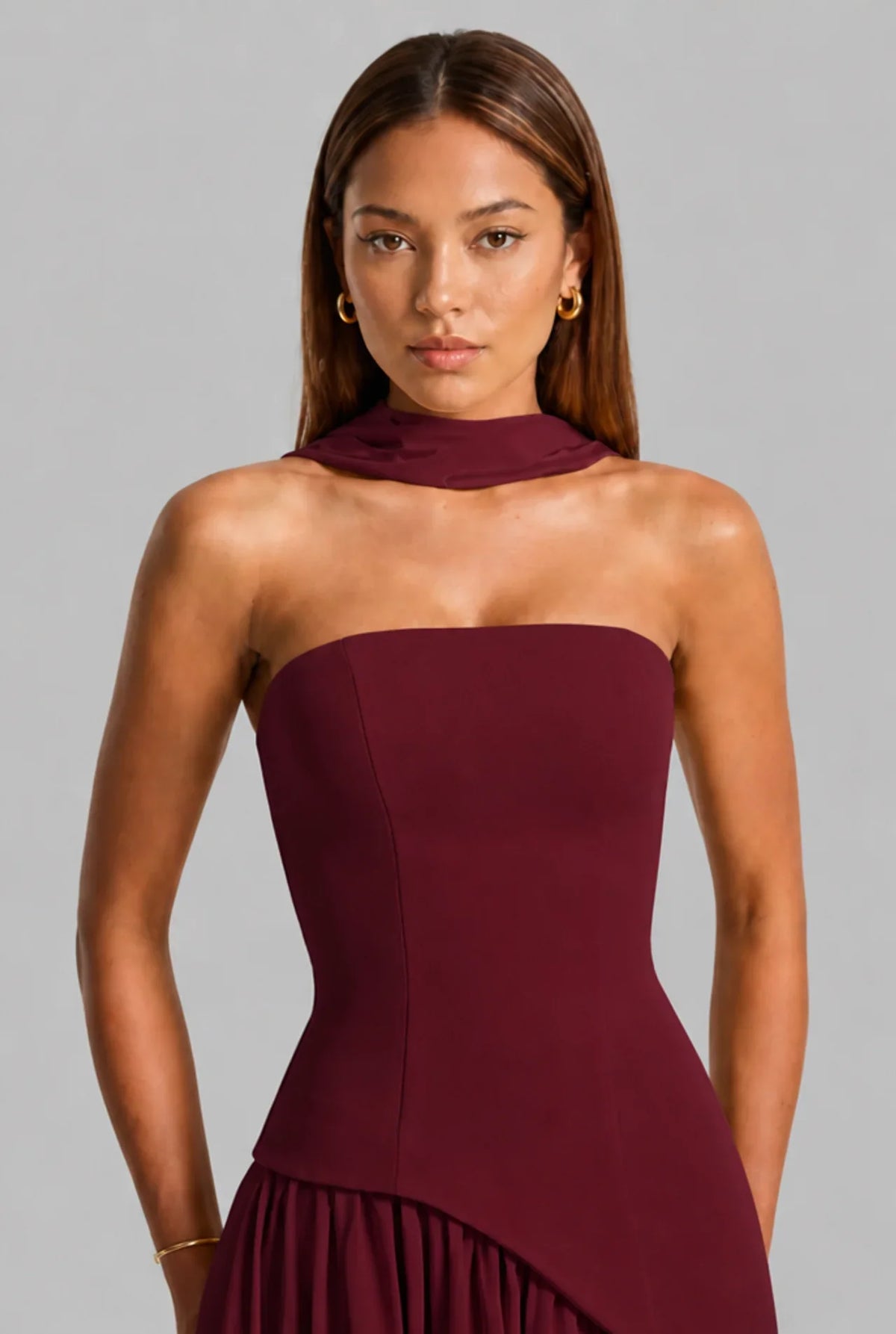 Strapless Corset Back Maxi Dress