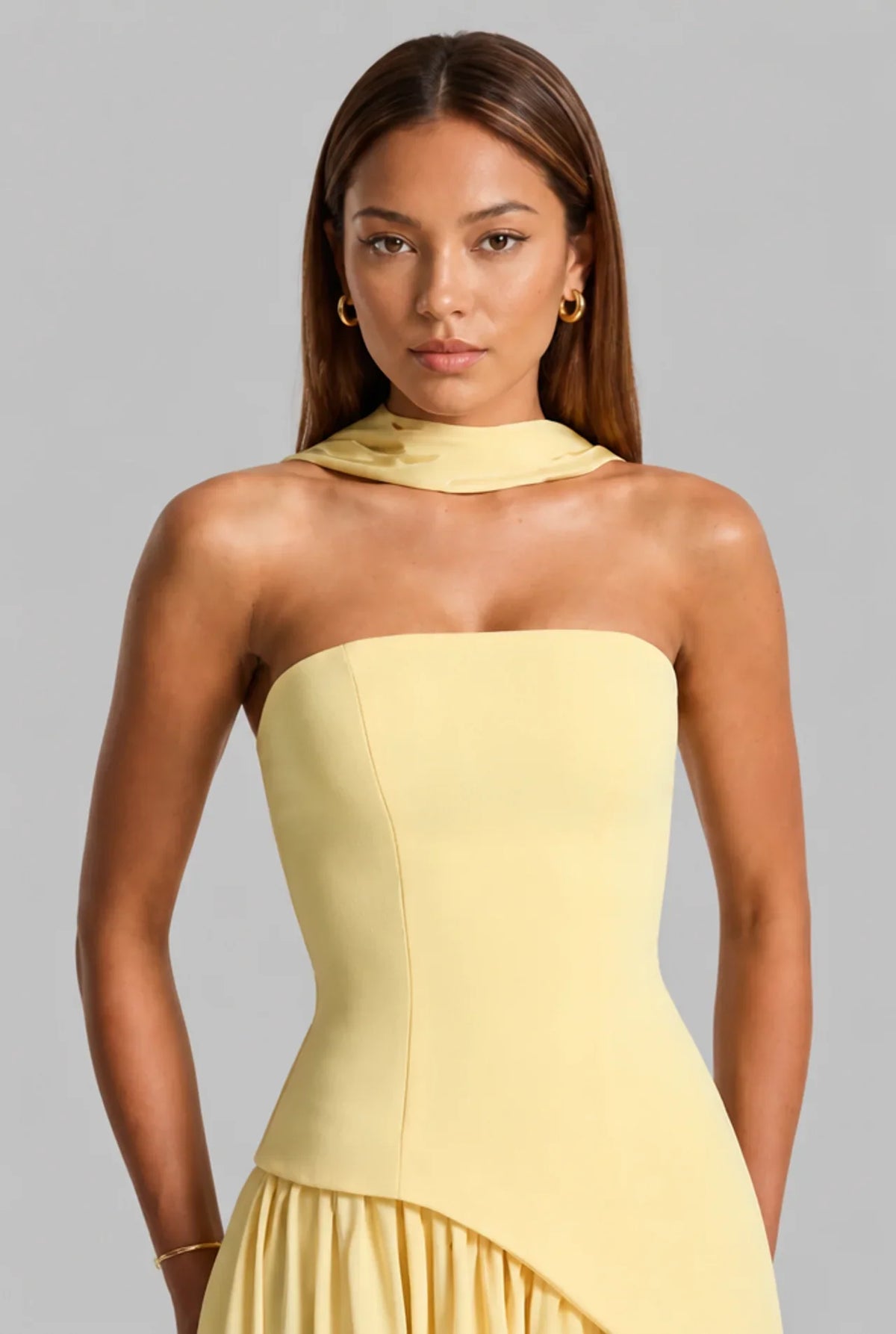 Strapless Corset Back Maxi Dress