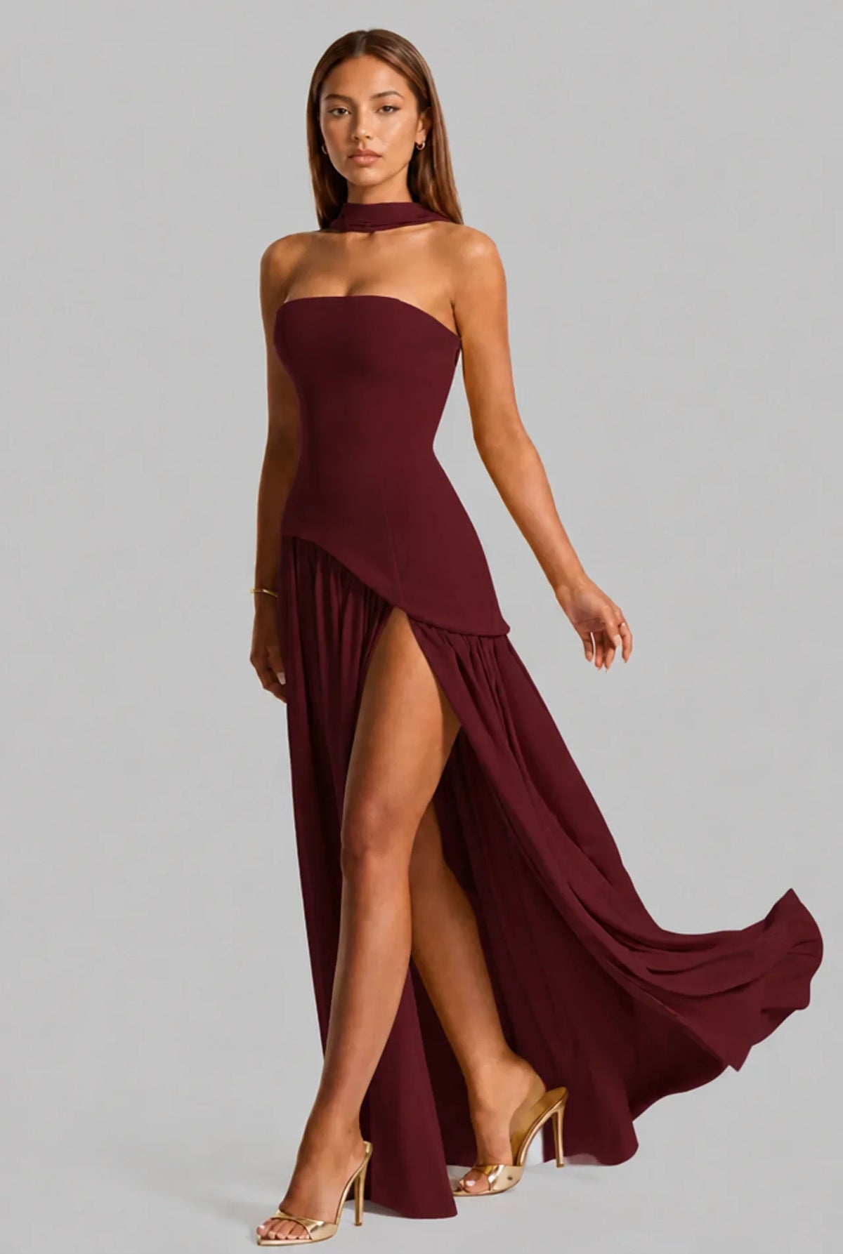 Strapless Corset Back Maxi Dress