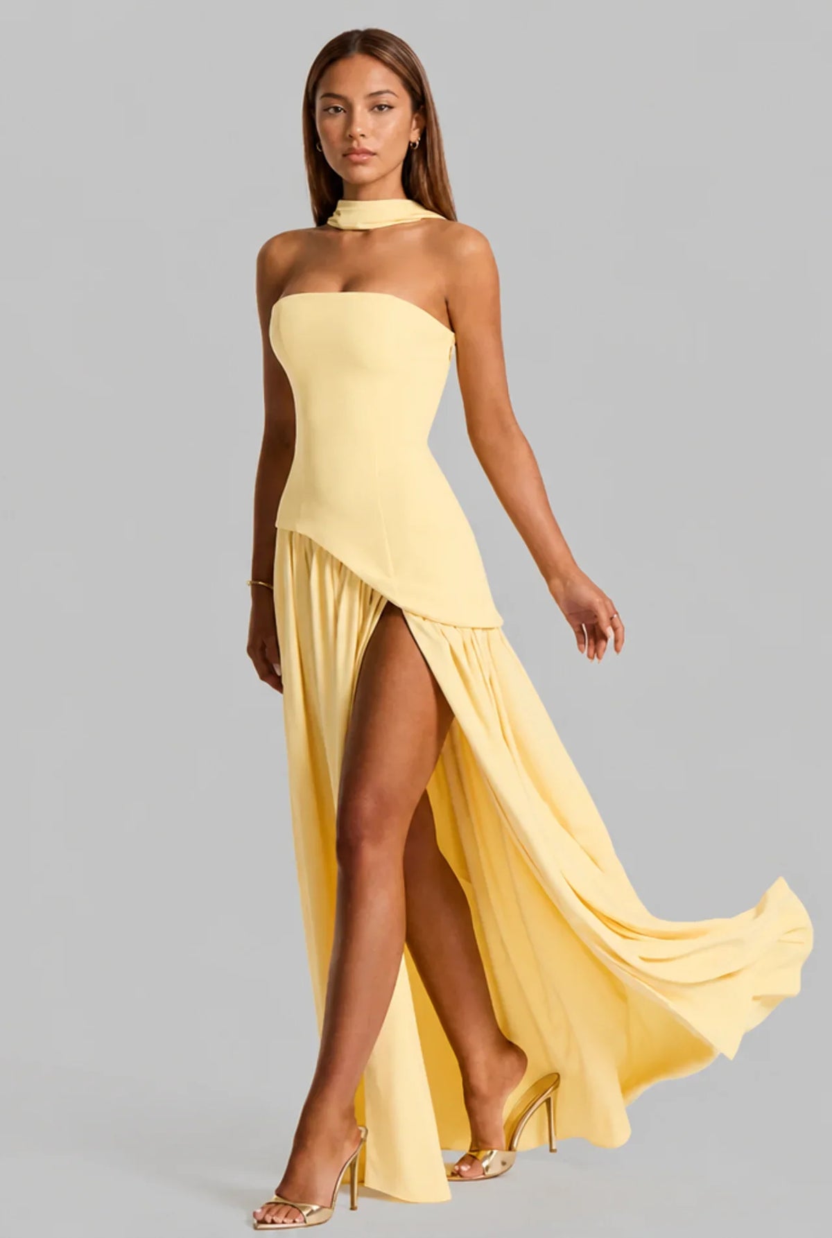 Strapless Corset Back Maxi Dress