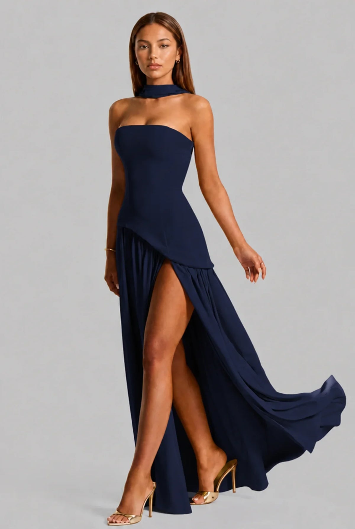 Strapless Corset Back Maxi Dress