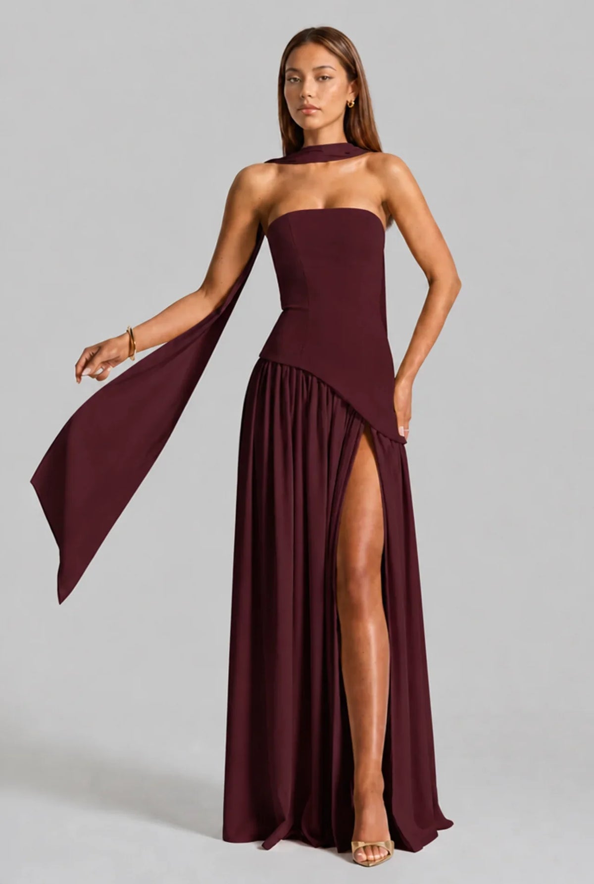 Strapless Corset Back Maxi Dress