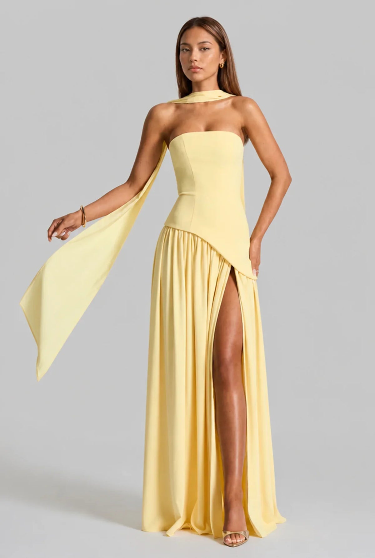 Strapless Corset Back Maxi Dress