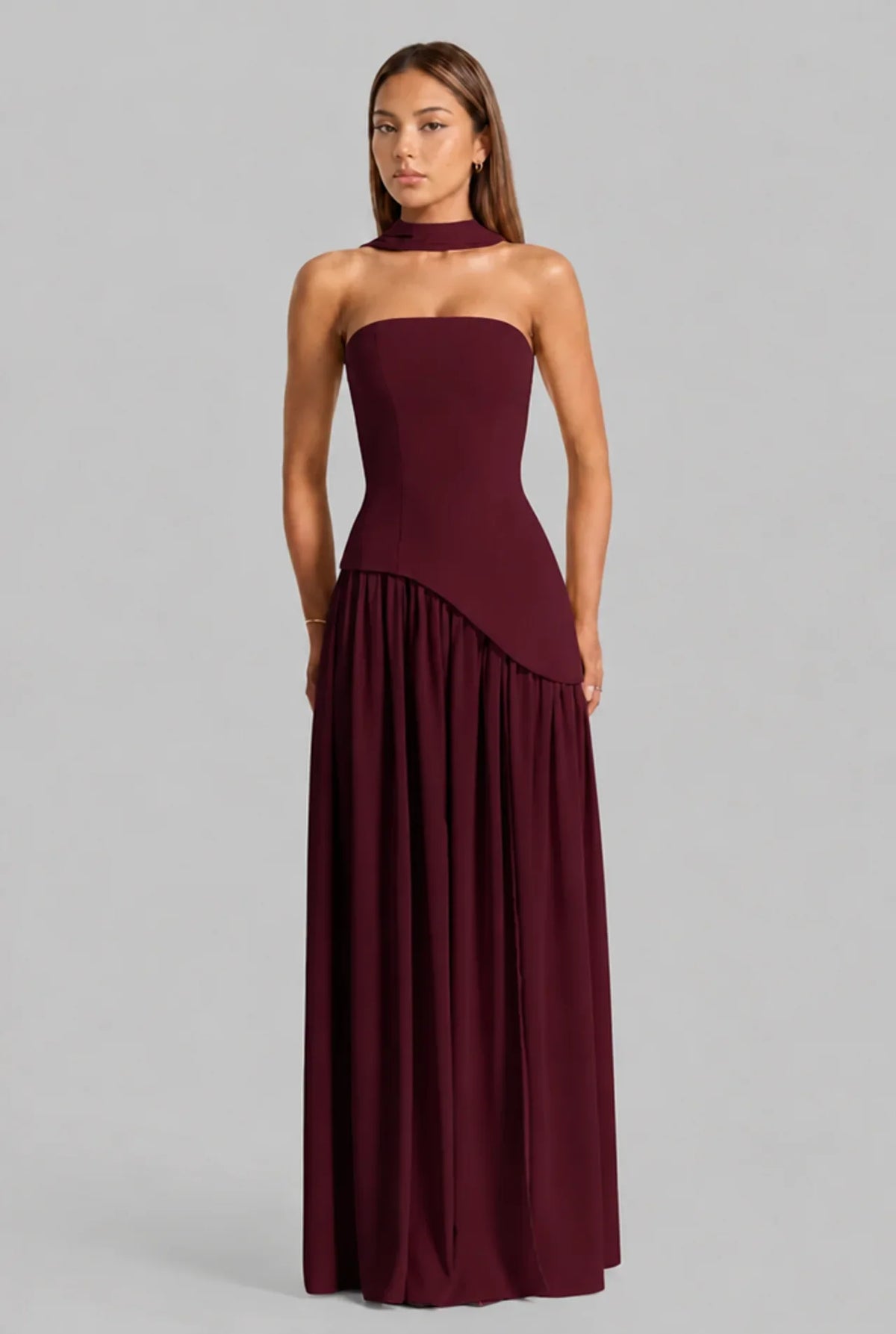 Strapless Corset Back Maxi Dress