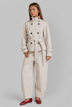 Wool-Look Cropped Trench Coat