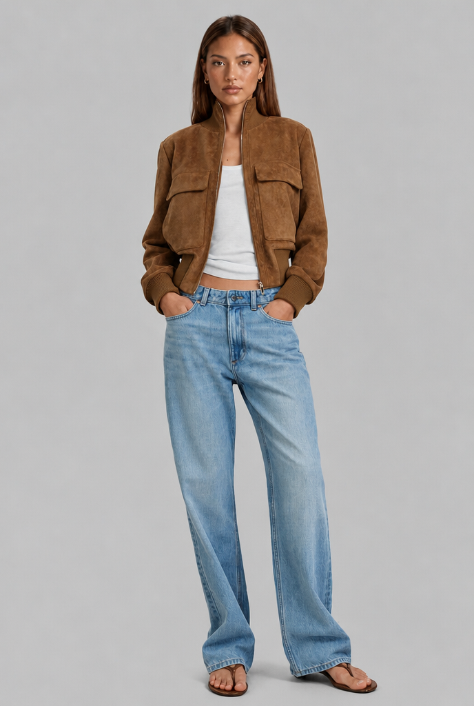 Suede Look Bomber Jacket