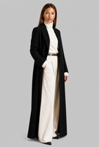 Longline Double-Breasted Wool-Look Coat