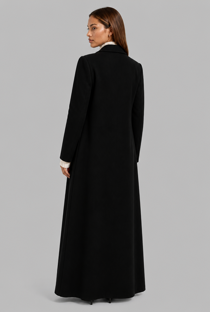 Longline Double-Breasted Wool-Look Coat