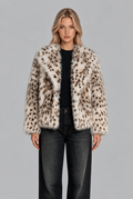 Oversized Snow Leopard Faux Fur Coat