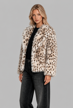 Oversized Snow Leopard Faux Fur Coat