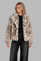 Oversized Snow Leopard Faux Fur Coat