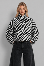 Zebra Print Faux Fur Jacket